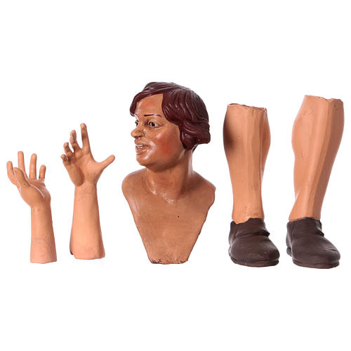 Mãos cabeça pés terracota Gaiteiro para presépio com figuras de 35 cm altura média 1
