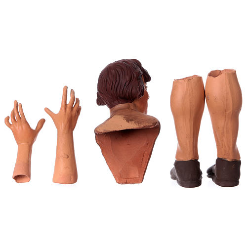 Mãos cabeça pés terracota Gaiteiro para presépio com figuras de 35 cm altura média 6