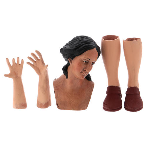 Körperteile-Set aus Terrakotta, dunkelhaarige Frau, für 35 cm Krippe 1