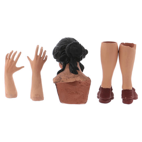Körperteile-Set aus Terrakotta, dunkelhaarige Frau, für 35 cm Krippe 5