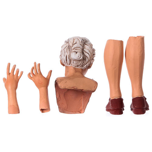 Körperteile-Set aus Terrakotta, ältere Frau, für 35 cm Krippe 6