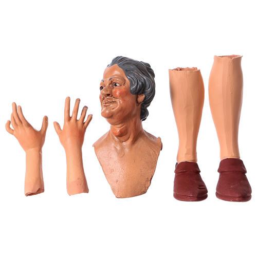 Körperteile-Set aus Terrakotta, Frau mit Dutt, für 35 cm Krippe 1