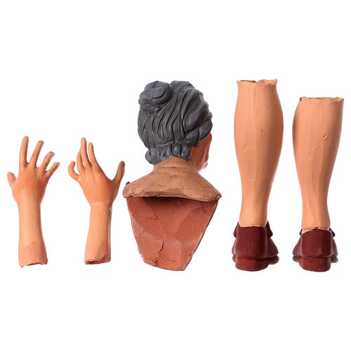 Körperteile-Set aus Terrakotta, Frau mit Dutt, für 35 cm Krippe 6