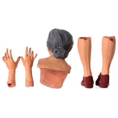 Körperteile-Set aus Terrakotta, Hirtin, für 35 cm Krippe 6
