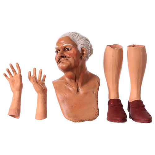 Set mains tête pieds Femme âgée avec chignon 35 cm 1