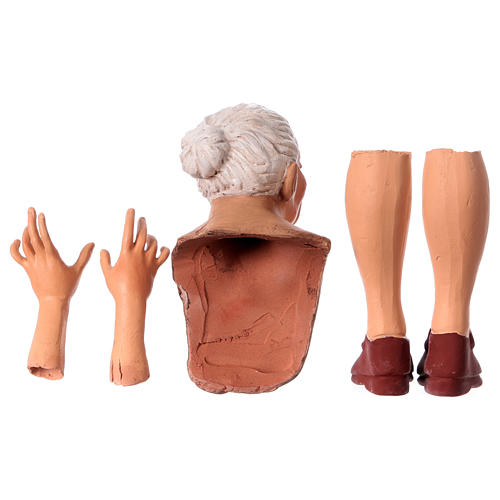 Conjunto mãos cabeça pés Mulher idosa para presépio com figuras altura média 35 cm 6