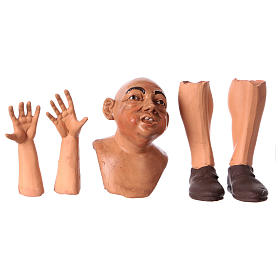 Körperteile-Set aus Terrakotta, Mann ohne Haare, für 35 cm Krippe