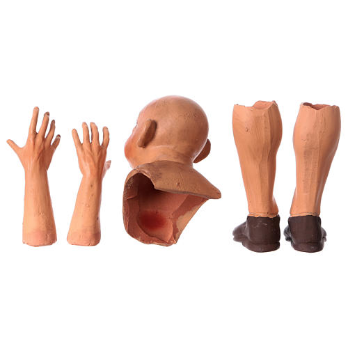 Körperteile-Set aus Terrakotta, Mann ohne Haare, für 35 cm Krippe 6