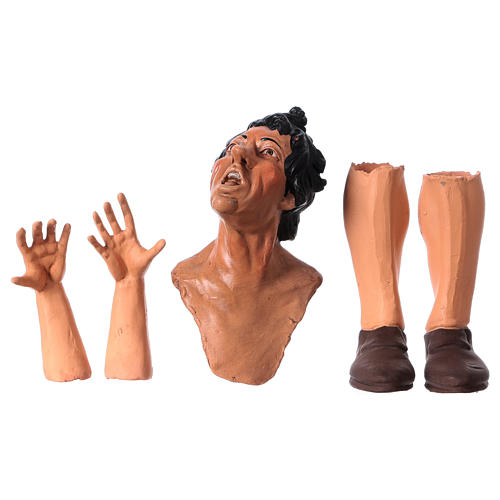 Körperteile-Set aus Terrakotta, Erstaunter Hirte, für 35 cm Krippe 1