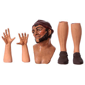 Körperteile-Set aus Terrakotta, Mann mit Kappe, für 35 cm Krippe