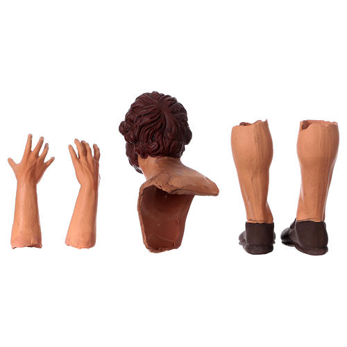 Körperteile-Set aus Terrakotta, junger Hirte, für 35 cm Krippe 6