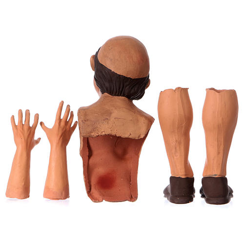 Körperteile-Set aus Terrakotta, Kahlkopf, für 35 cm Krippe 6