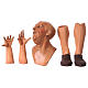 Kit cabeça mãos pés olhos de vidro Pastor careca para presépio com figuras de 35 cm altura média s1