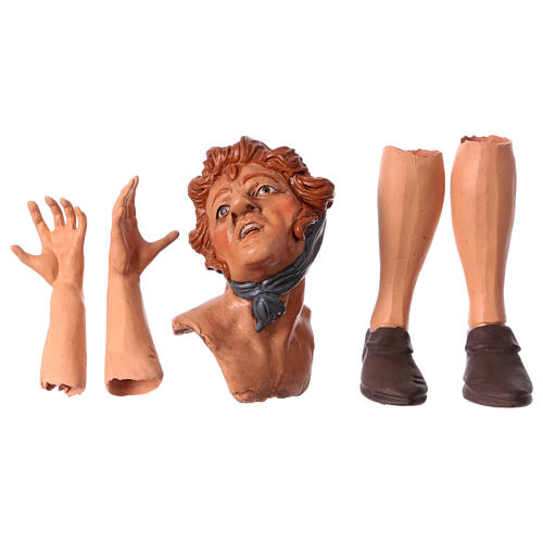 Körperteile-Set aus Terrakotta, junger Schäfer, für 35 cm Krippe 1
