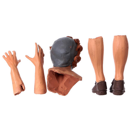 Körperteile-Set aus Terrakotta, junger Schäfer, für 35 cm Krippe 6