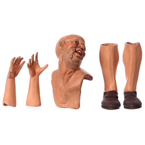 Körperteile-Set aus Terrakotta, kahlköpfiger Schäfer, für 35 cm Krippe 1