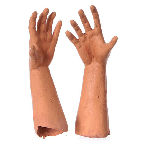 Körperteile-Set aus Terrakotta, kahlköpfiger Schäfer, für 35 cm Krippe 4