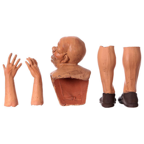 Körperteile-Set aus Terrakotta, kahlköpfiger Schäfer, für 35 cm Krippe 6