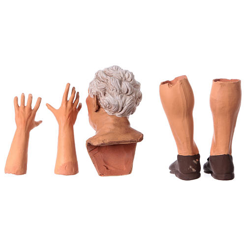 Körperteile-Set aus Terrakotta, Mann mit weißem Haar, für 35 cm Krippe 6