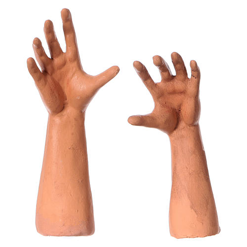 Conjunto cabeça mãos pés Pastor sem dente para presépio com figuras de 35 cm altura média 4