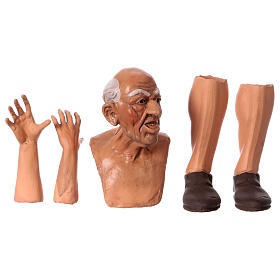 Conjunto cabeça mãos pés Pastor idoso para presépio com figuras de 35 cm altura média
