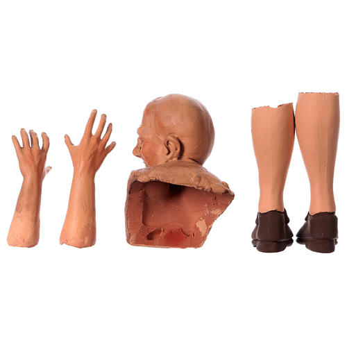 Körperteile-Set aus Terrakotta, älterer Schäfer, für 35 cm Krippe 6