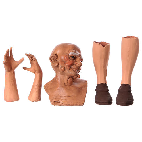 Mãos cabeça pés terracota Pastor idoso para presépio com figuras de 35 cm altura média 1