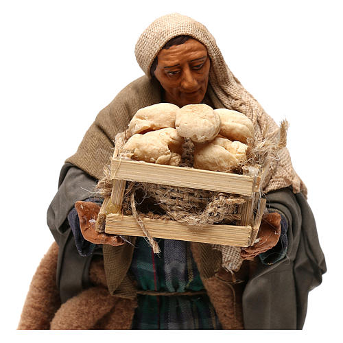 STOCK Vendeur avec caisse de pain terre cuite 18 cm crèche napolitaine 2