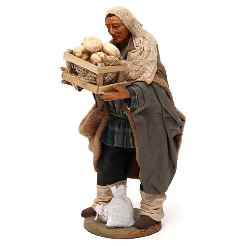STOCK Pastore con pane vestito terracotta misura 18 cm presepe napoletano 3