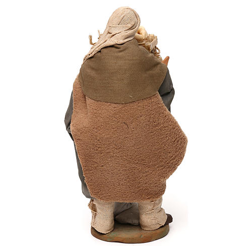 STOCK Pastore con pane vestito terracotta misura 18 cm presepe napoletano 5