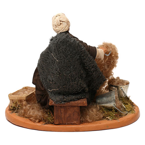 STOCK Man grooming sheep, Neapolitan Nativity scene 14 cm 5