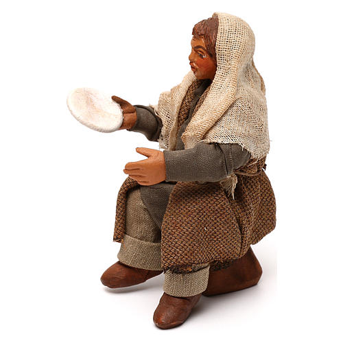 STOCK Uomo seduto con piatto vestito terracotta 10 cm presepe napoletano 2
