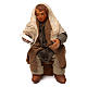 STOCK Uomo seduto con piatto vestito terracotta 10 cm presepe napoletano s1