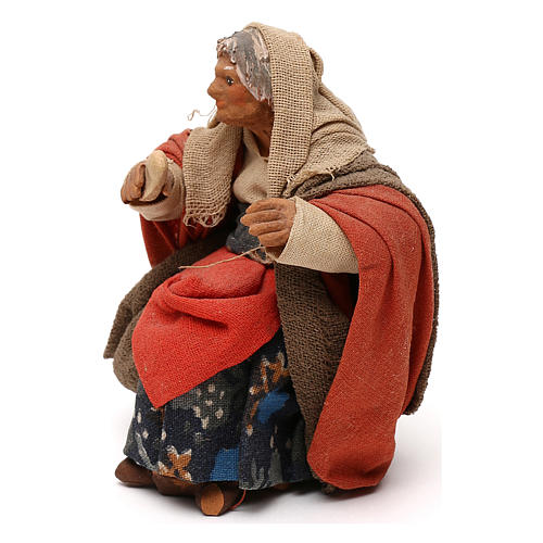 STOCK Femme assise avec pain crèche napolitaine 10 cm terre cuite 2