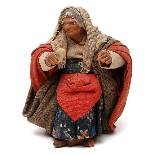 STOCK Donna seduta vestita con pane in terracotta cm 10 presepe napoletano 1