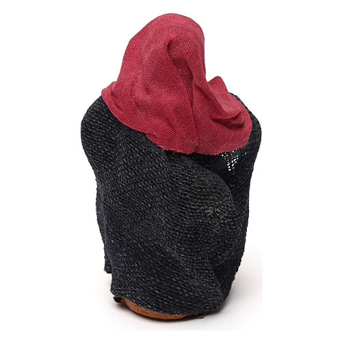 STOCK Femme assise avec pizza crèche napolitaine 10 cm terre cuite 4