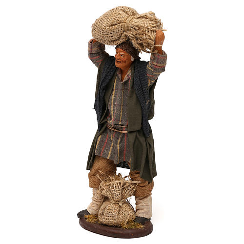 STOCK Man carrying sacks, Neapolitan Nativity scene 18 cm 3