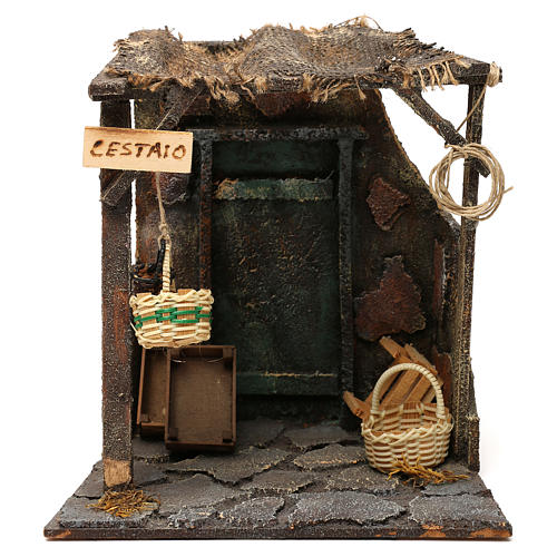STOCK Basket maker setting, Neapolitan Nativity scene 10 cm 1