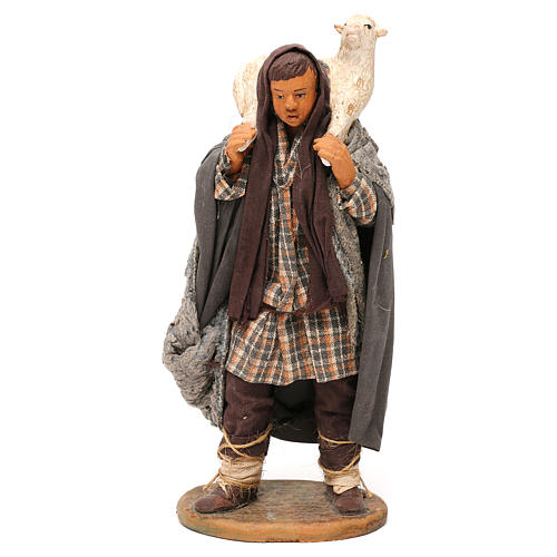 STOCK Pastor com ovelha vestido para presépio napolitano com figuras de 18 cm de altura média 1