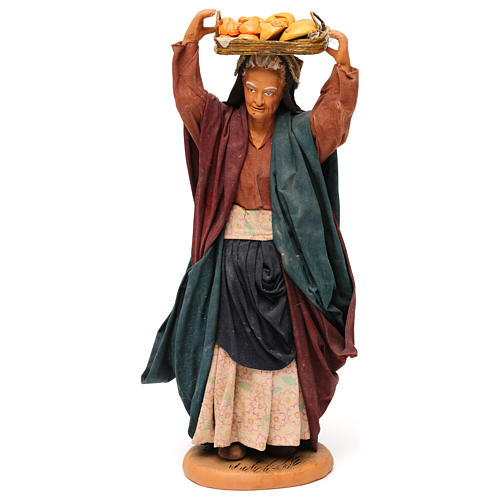 STOCK Donna con cesto vestita terracotta di 30 cm presepe napoletano 1