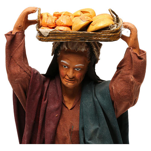 STOCK Donna con cesto vestita terracotta di 30 cm presepe napoletano 2