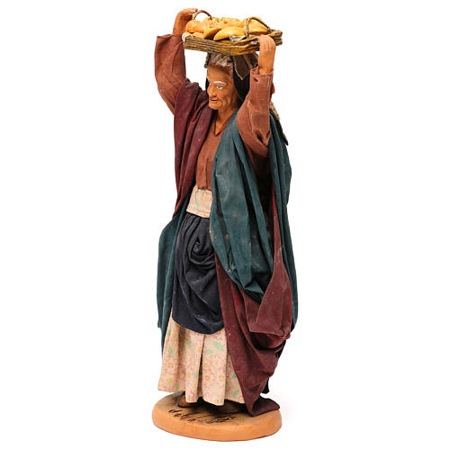 STOCK Woman carrying basket dressed in terracotta, 30 cm Neapolitan nativity 3