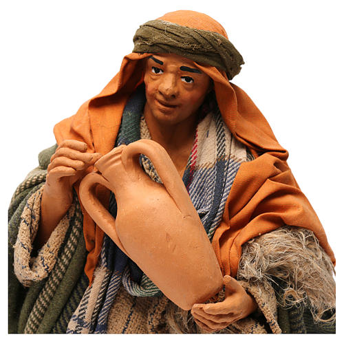 STOCK Shepherd with jug dressed in terracotta, 30 cm Neapolitan nativity 2