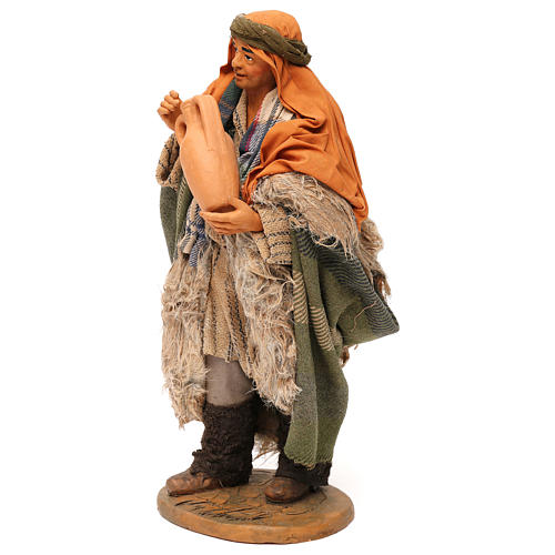 STOCK Shepherd with jug dressed in terracotta, 30 cm Neapolitan nativity 3