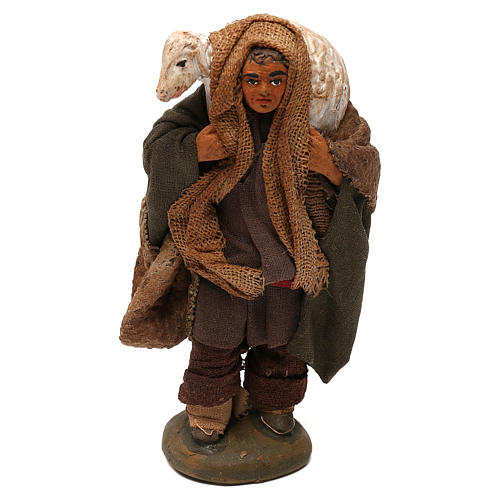 STOCK Pastore con pecora vestito in terracotta 10 cm Presepe Napoli 1