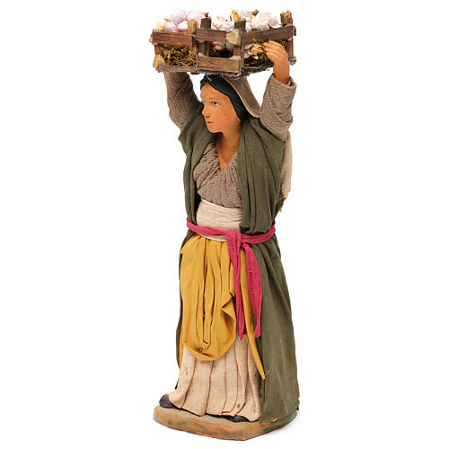 STOCK Woman with boxes of vegetables, Neapolitan Nativity scene 14 cm 2