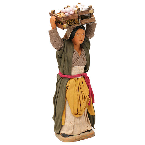 STOCK Woman with boxes of vegetables, Neapolitan Nativity scene 14 cm 3