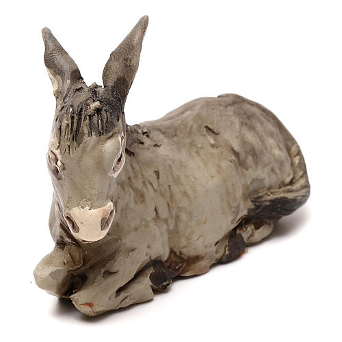 STOCK Lying donkey in terracotta, Neapolitan Nativity scene 10 cm 2