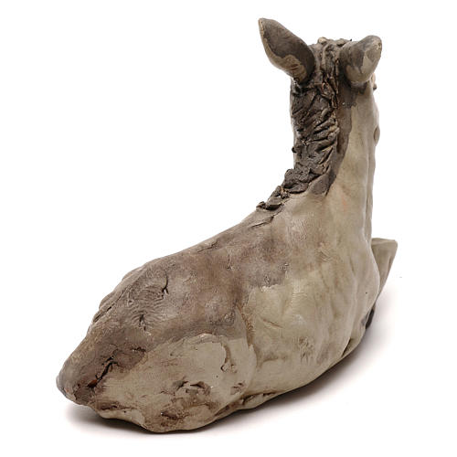 STOCK Lying donkey in terracotta, Neapolitan Nativity scene 10 cm 3