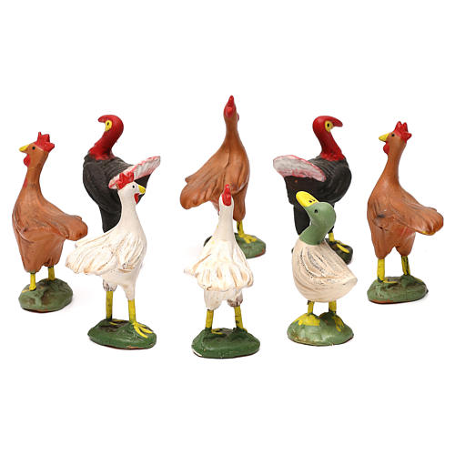 STOCK Animaux de basse-cour 8 pc crèche napolitaine terre cuite 12 cm 2
